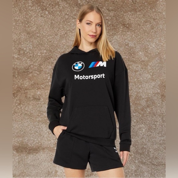 PUMA Women's  BMW M Motorsport Essentials Logo Cropped Hoodie-Size Medium - Picture 11 of 11